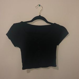 Black crop button up